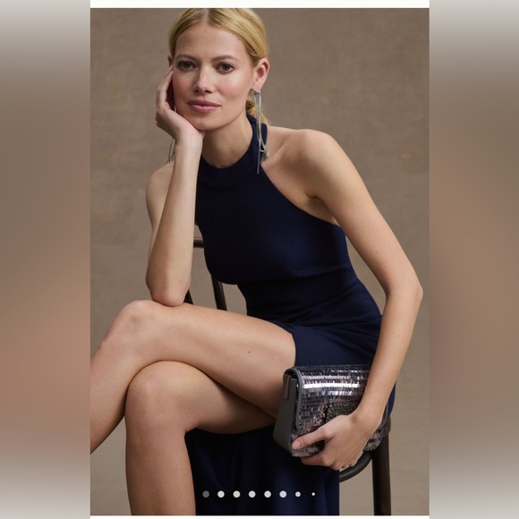 BHLDN Lennox Halter Open-Back Crepe Gown - Picture 2 of 7